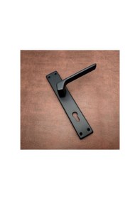 Resim Zey Özel Tasarım Mat Siyah Kare Aynalı Yale Çelik Kapı Kolu 1 Takım 