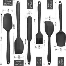 Resim madamev 6'lı Silikon Spatula Fırça Seti Pratik Yemek Hazırlık Gereçleri Kaşık Bıçak Spatula Servis Seti 