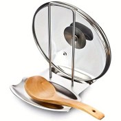 Resim 1 Pot Kapak Rafı, Paslanmaz Çelik, Çorba Kaşığı Rafı, Çıkarılabilir Pot Kapak Rafı, Dahili Süzme Tepsisi ile Pot Kapak ve Çorba Kaşığı Depolama ve Drenajı Kolaylaştırır 
