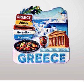 Resim Greece Yunanistan Temalı Kabartmalı Polyester 6 Lı Magnet Seti Buzdolabı Süsü Kod:1090 