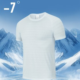 Resim 1 Adet Erkekler için Ice-Shred Teknolojili Tişört - Nem Çeken Hızlı Kuruyan Yüksek Esneklikli Nefes Alabilir Mesh, -7°C Soğuk Hissi Tüm Sezon Yuvarlak Yaka Kısa Kollu Spor & Günlük Kullanım İçin - Siyah, Aktif Yaşam Tarzı Giysi, Düz Renk Üst, Yüksek Esneklikli Mesh 