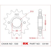 Resim RK Honda VFR 800 X CROSSRUNNER RK Çelik Ön Dişli C6189-16 (2011-2014) 