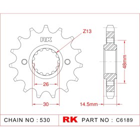 Resim RK Honda VFR 800 X CROSSRUNNER RK Çelik Ön Dişli C6189-16 (2011-2014) 