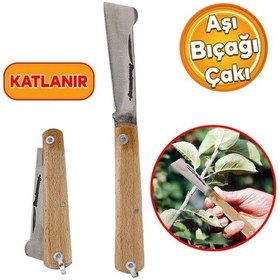 Resim Aşı Bıçağı Profesyonel Çelik Tepeli Uçlu Bağ Ağaç Budama Aşı Çakısı 170 Mm Ahşap Saplı Çakı Abanoz 