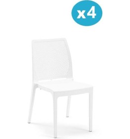 Resim Omnipazar Sy-2509 Plastik İcon Bahçe Koltuk Sandalye 4'lü Set Beyaz 