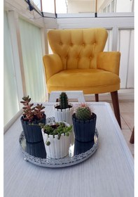 Resim Kayser Home Berjer - Tekli Koltuk - Düz Renk - Ahşap Ayak - Babyface Kumaş - Sarı Sarı 