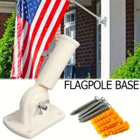 Resim 1 adet Beyaz Duvara Monte Bayrak Direği Braketi - 180 ° Ayarlanabilir Çok Pozisyonlu Dayanıklı Plastik ve Metal Donanım, Taşınabilir Açık Amerikan Bayrağı Gösterimi için Pil Gerektirmez 