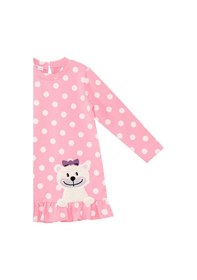 Resim Denokids Ayıcık Kız Bebek Puantiyeli Pembe Elbise Çok Renkli 