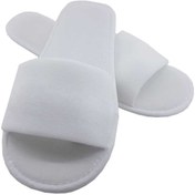 Resim PRİVATE 50 Çift Önü Açık Kaymaz Taban Çift Katlı Havlu Beyaz Otel Terliği Tek Kullanımlık Kullan At 