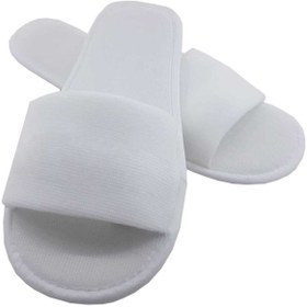 Resim PRİVATE 50 Çift Önü Açık Kaymaz Taban Çift Katlı Havlu Beyaz Otel Terliği Tek Kullanımlık Kullan At 