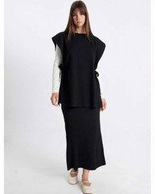 Resim Defacto Regular Fit Basic Düz Maxi Siyah Triko Etek A1314AX24AUBK81 Siyah 
