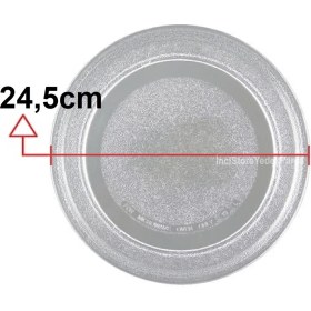 Resim Siemens Mikrodalga Fırın Için Düz Taban Yuvarlak Cam Tabak Tepsi 24,5cm 245MM 