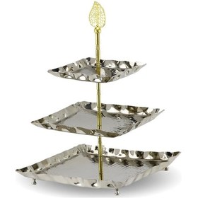 Resim Dövme Kare Üç Katlı Bakır Çerezlik 