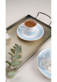 Resim Porser Alya Açık Mavi Kahve Fincan Takımı 80cc 2 Kişilik 4 Parça Çok Renkli 