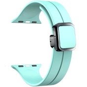 Resim iOs Watch Uyumlu Serisi İçin 4 40mm Manyetik Kare Toka Silikon Saat Bandı Safir Mavisi 