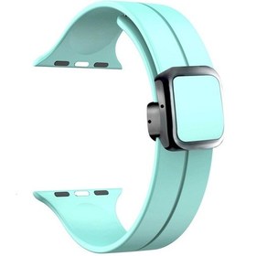 Resim iOs Watch Uyumlu Serisi İçin 4 40mm Manyetik Kare Toka Silikon Saat Bandı Safir Mavisi 
