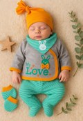 Resim Babydonat Love Desenli 5'li Erkek Bebek Hastane Çıkış Seti 