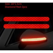 Resim Kırmızı 2 Adet Araba Çıkartmaları Ayna Yansıtıcı Şerit Çarpışma Önleyici Uyarı Çıkartmaları Dış Refleks Bant Yansıtıcı Şerit 