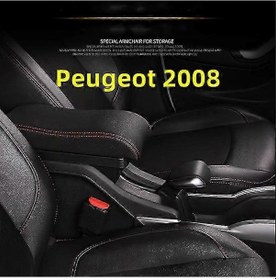 Resim Peugeot 2008 İçin Saklama Alanlı Kol Dayanağı A-siyah Siyah Çizgi 