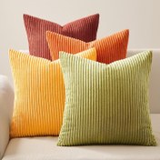 Resim 4 Adet Yumuşak Modern Çift Taraflı Dekoratif Yastık Kılıfı - Bohem Çiftlik Evi Stili Kabartmalı Dokulu, Fermuarlı, Makinede Yıkanabilir, Sonbahar Tonları ile Yatak Odası ve Oturma Odası Dekoru için, Oturma Odası Vurguları | Kabartmalı Dokulu Dekoratif Yastıklar 