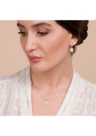 Resim Baget Taşlı Rodyum Kaplama Üçlü Gümüş Set 