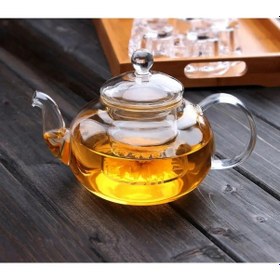 Resim Qerhome Borosilikat Cam Kapaklı Cam Süzgeçli Demlik 1000 Ml Şeffaf 