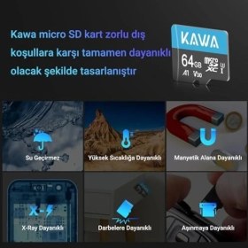Resim U3 V30 100MB/S Okuma 40MB/S Yazma 64GB Micro Sd Hafıza Kartı 