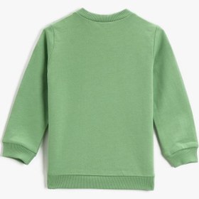 Resim Erkek Bebek Baskılı Sweatshirt Uzun Kollu Bisiklet Yaka Pamuklu 