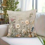 Resim Sanone0473 - 18x18 inç Çağdaş Çiçek Nakışlı Yastık Kılıfı, Polyester, Fermuarlı Kapatma, Sadece Elde Yıkama - Oturma Odası, Yatak Odası, Ofis İçin İdeal Ev Dekorasyonu (Sadece Minder), Yatak Odası Dekoru | Çiçek Nakışı | Fermuarlı Yastık Kılıfı 
