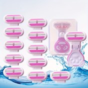 Resim Jifuli Kadın Bikini Tıraş Makinesi - 3 Katmanlı Paslanmaz Çelik Değiştirilebilir Bıçaklar, Hipoalerjenik & Yeniden Kullanılabilir Hassas Bej Renkli, Seyahat Dostu Tasarım ve Sevimli Tavşan Sap (1+1/4/8 Bıçak Seçenekleri), Yazlık Epilasyon, Eğlenceli Estetik, Cilt Dostu Bakım 