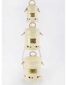 Resim Yıldıray Metal Krem 3 Katlı Patates Soğan Sarımsak Kovası 1040 