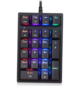 Resim Geeksen Motospeed K24 Mekanik Nümerik Klavye - 21 Tuşlu, Rgb Aydınlatmalı, Outemu Blue Switch Çok Renkli 