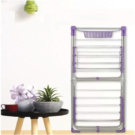 Resim UltraNova Çift Katlı Beyaz Metal Çamaşır Kurutmalık, Çok Renkli, Dayanıklı ve Şık Tasarım 