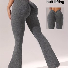 Resim Kadın Moda Flare Yoga Pantolonları - Seksi V Bel, Nefes Alabilir & Yumuşak Aktif Giyim Fitness Antrenmanı için 