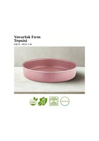 Resim 3lü Granit Yuvarlak Fırın Tepsisi Seti - Pembe Pembe 