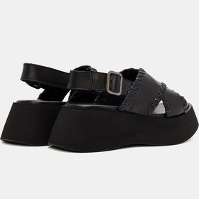 Resim Maria Kadın Siyah Kemerli Gerçek Deri Sandalet Siyah 