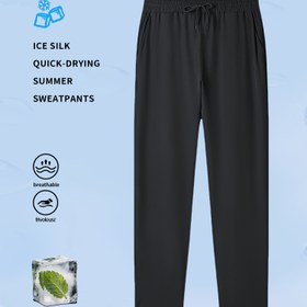 Resim Erkekler için Hafif Nefes Alabilen Hızlı Kuruyan Spor Pantolonları - Çizilmeyen Buzlu Fiber Kumaş, Bağcıklı Bel ve Cep Detaylı Koşu, Antrenman, Yürüyüş, Bisiklet, Balıkçılık ve Günlük Kullanım İçin - Bahar/Sonbahar Yaz Dış Mekan Aktivewear, Egzersiz Tayt, Spor Düz Stil, Elastik Bel 