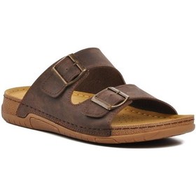 Resim Ayakmod 64.002 Kahve Çift Bantlı Erkek Terlik 001 