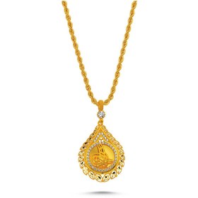 Resim Sembol Gold Tuğralı Altın Kolye Burgu Zincirli Pullu Lazer 
