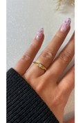 Resim Luna Argento Altın Kaplama Yüksek Kalite Üretim Tek Taş Golden 925 Ayar Gümüş Yüzük 