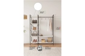 Resim Mobitopya Nilamu Elbise Dolabı / Metal Aksamlı / Beyaz / Açık Dolap / Organizer / Askılık 