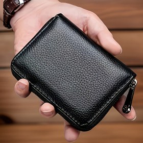 Resim Erkekler için Şık Suni Deri Cüzdan - Büyük Kapasiteli, Çok Kartlık, Bozuk Para Cebi & Belge Düzenleyici - Başarılı Profesyoneller için Mükemmel Hediye 