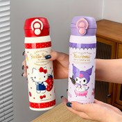Resim 1 adet Sevimli Kedi 16.23oz Seyahat Su Şişesi Pipetli - Tekrar Kullanılabilir, Sızdırmaz, Dayanıklı Paslanmaz Çelik Bardak Ofis ve Spor Kullanımı için, Ofis Su Şişesi | Eğlenceli Tasarım | Dayanıklı Bardak 