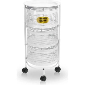 Resim Bayev 3 Katlı Beyaz Yana Açılır Tekerlekli Patates Soğan Sepeti Sebze Meyve Sepeti Sebzelik 