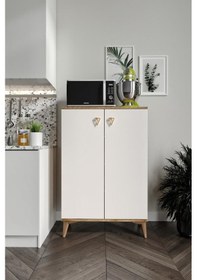 Resim Simple Çok Amaçlı Dolap Mutfak Balkon Kiler Banyo Ayakkabılık Dolabı Ekru Ceviz 