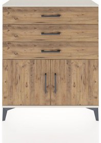 Resim Arges Şifonyer Tek Raflı 3 Çekmeceli 2 Kapaklı 88x30x106 Aytaşı-çam Aytası 