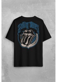 Resim Rolling Stones Rock Retro 70s 80s Music Sırt Ön Baskılı Oversize Tişört Unisex T-shirt 001 