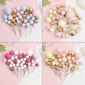 Resim Pembe Altın Mavi Beyaz Top Pasta Süsü, İnci Toplar Cupcake Süsü, Bayrak Mutlu Yıllar Bebek Duşu Parti Pasta Süsü, DIY Cupcake Bayrağı Pasta Dekorasyon Malzemesi Cadılar Bayramı & Noel 
