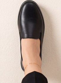 Resim Comfort-Flex Siyah Hafif Yüksek Tabanlı Kadın Loafer - Anne Ayakkabısı - Günlük Rahat Esnek Yan Bantlı Dolgu Taban Ayakkabı 