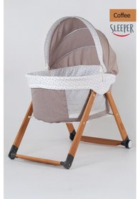 Resim Kiwi Sleeper Anne Yanı Beşik, Portatif, Sallanır, Katlanır, Tekerlekli Bebek Beşiği - Luna Desen Coffe 